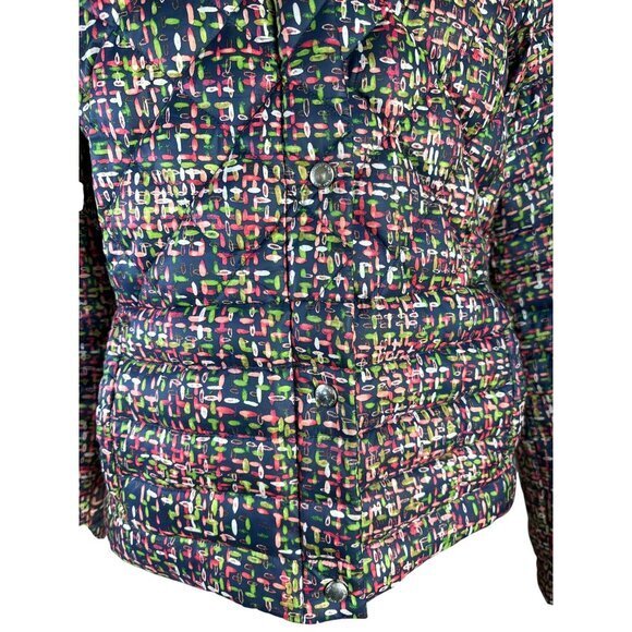 Lands End Women’s Size Small Down Puffer Jacket‎ Multi Color Abstract Print - Picture 3 of 10